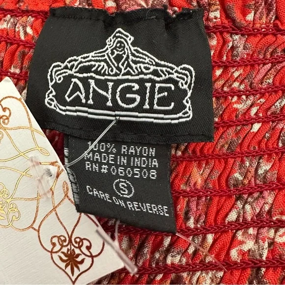 Angie Red Floral Print V-Neck Ruffle Hem Halter Bohemian Jumper Size Small - Picture 9 of 9